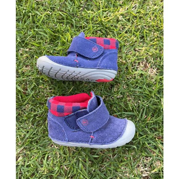 Stride Rite SM Oakley Blue & Red Suede Infant Boots Size 3 Months NWOT - Picture 8 of 14